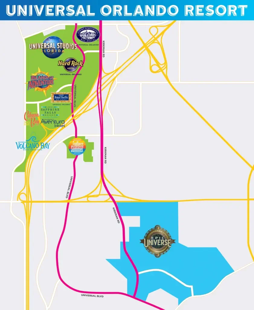 Mapa do Universal Resort em Orlando Florida